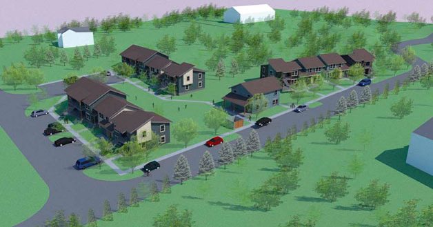An artist’s rendition of the proposed Sunny View Village project in Freeland. Project leaders are trying to get permits but have run into a string of headaches