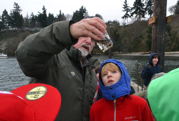 Rick Baker and sixth grade student Andrew Curtis