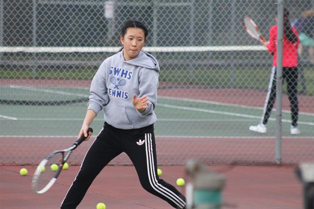 South Whidbey senior Jing Wu at practice on March 3.