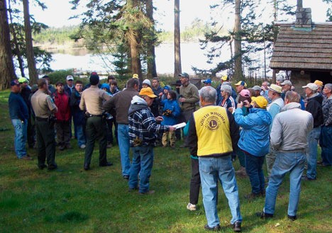Volunteers from the South Whidbey Lions Club join other volunteers at the recent cleanup at Deception Pass State Park.
