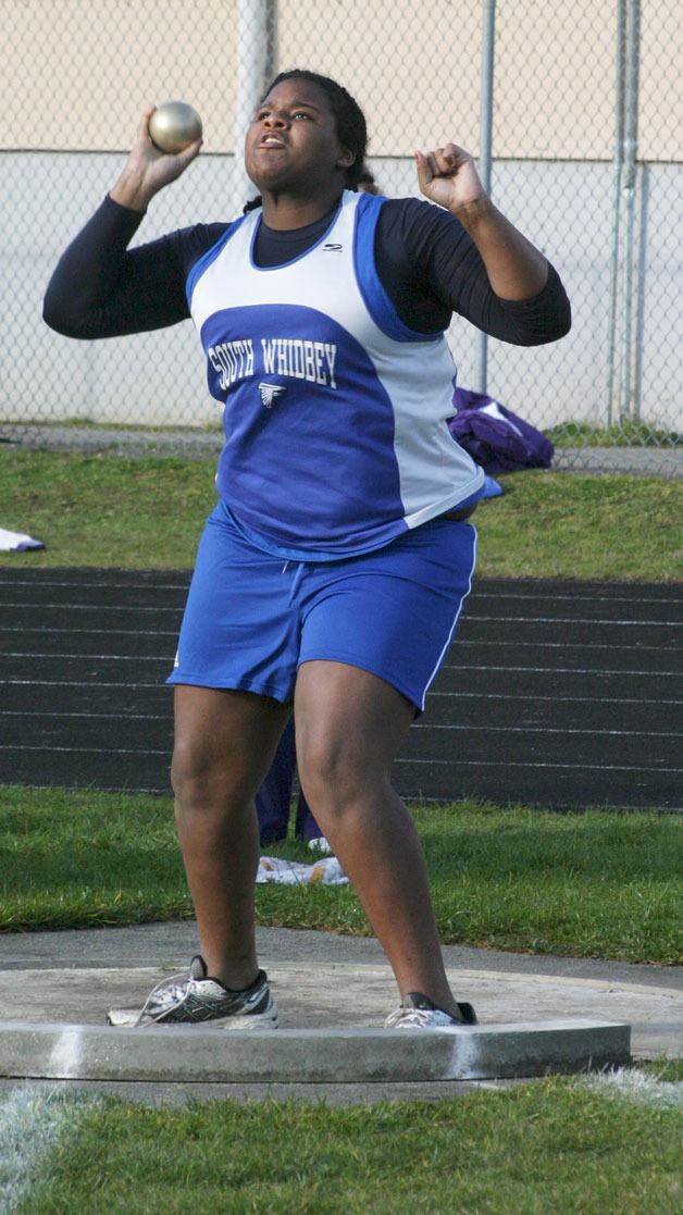 Angelina Berger warms up for the meet