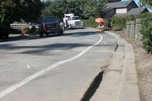 A busted water line on Camano Avenue caused the road to buckle Wednesday.