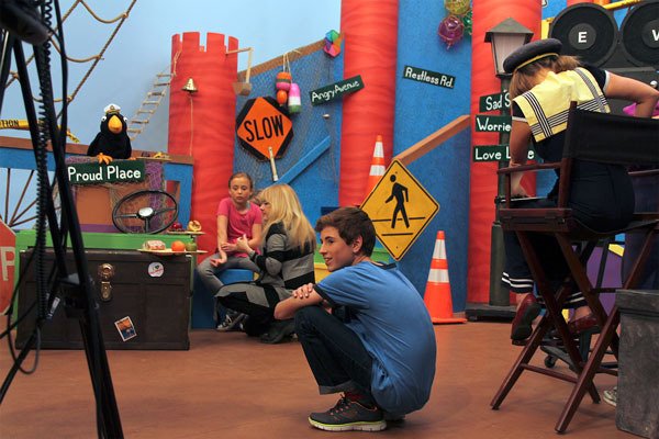 Soren Bratrude takes a break on the set of WhidbeyTV’s upcoming show