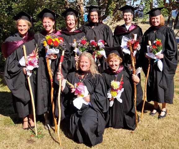 The Whidbey Writers Workshop recently held a graduation ceremony for its eight newest masters of fine art. Pictured in the back row are Anne Boochever