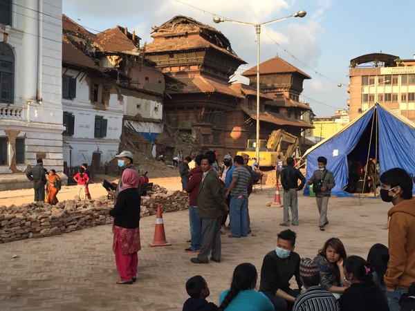 Destruction at Durbar Square in Kathmandu