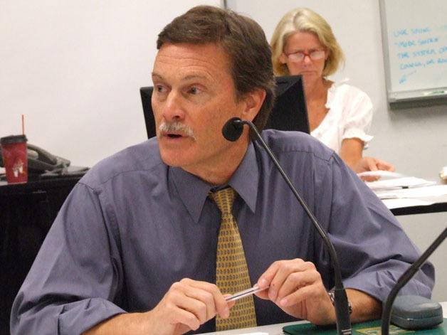 David Wechner speaks during an Island County commissioners meeting. He was hired to lead the county’s planning department after Bob Pederson retired in April.