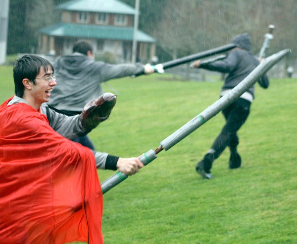 Kevin Ball wields his sword during a live action role-playing battle Saturday at Castle Park.