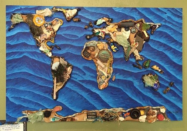 Vienna Canright’s “World of Waste” won first place in the art category of the High School Student Art and Poetry Show. The exhibition is part of Whidbey Earth and Ocean Month and on display at the Bayview Cash Store until May 31.