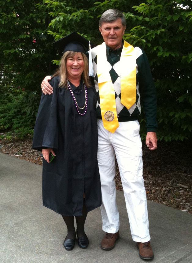 Daunne Bacon Zinger stands with her husband Jerry Bacon after her graduation from the University of Washington’s dance program.