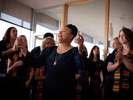 Pastor Patrinell Wright leads the Total Experience Gospel Choir at one of its signature rousing performances.