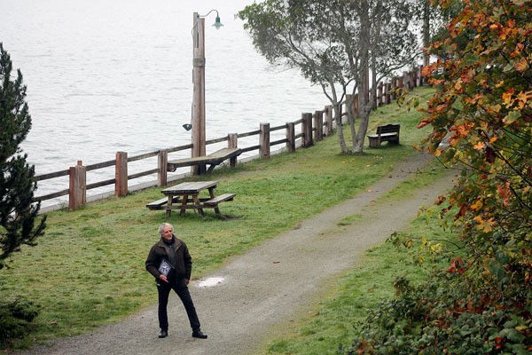Langley arts commissioner Frank Rose surveys Seawall Park when the planning began last November.