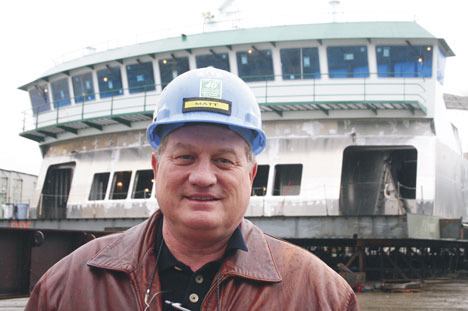 Matt Nichols of Nichols Brothers Boat Builders and the superstructure for the state’s newest ferry