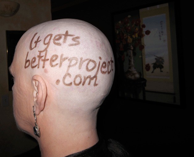 Mary Anne Radmacher shaved her head in protest to bring awareness to bullying and a recent spate of suicides resulting from harassment.