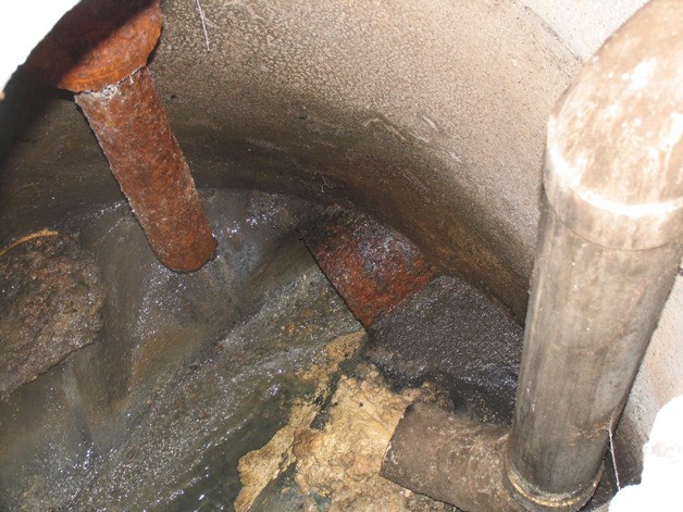 Evidence of some pipe corrosion in the Langley sewer system was found in several areas.