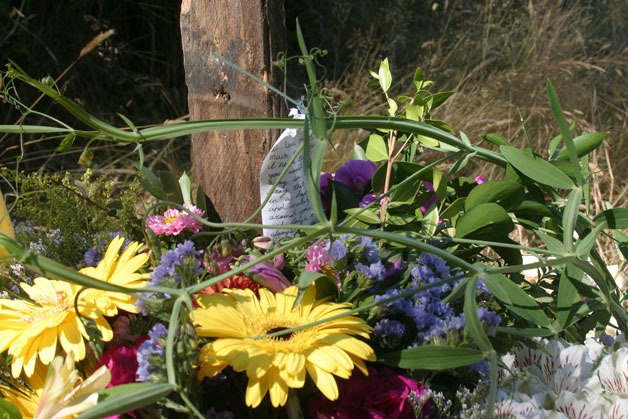 A memorial sits near the site where Dennis Broce