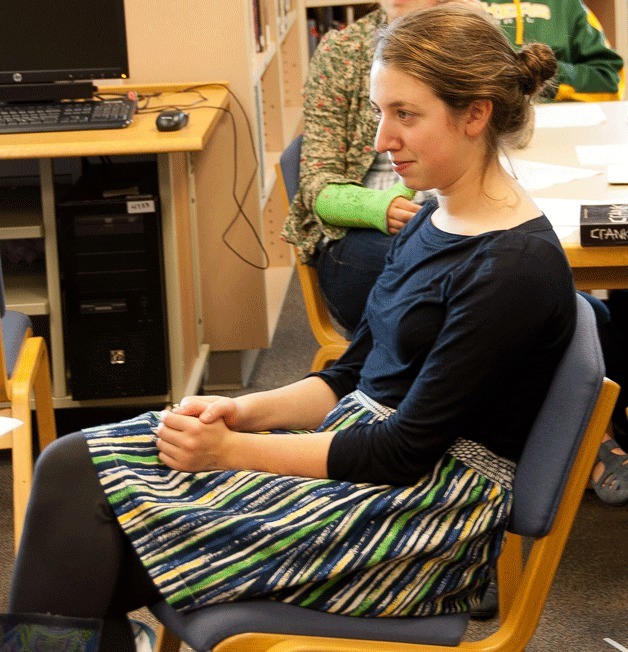 Knowledge Bowl veteran Claire Hofius soaks up information during a recent class at South Whidbey High School in preparation for the upcoming competition.