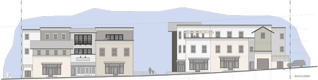 This concept design shows Richard Francisco’s vision for a residential-commercial building on First Street where Village Pizzeria now stands.