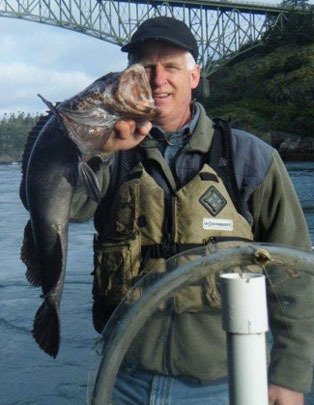 Kevin Lungren with a lingcod.