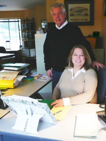 Lawyers Ken O’Mhuan and Deborah Holbert at work in their Freeland office.