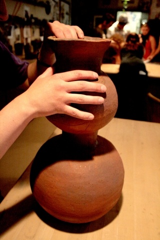 Sam Sladky works on a vessel at the South Whidbey High School ceramic studio in Langley.