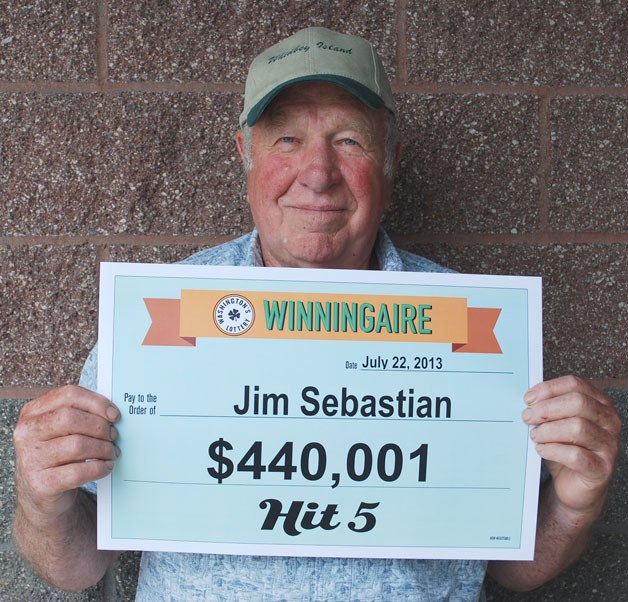 Jim Sebastian holds his $440