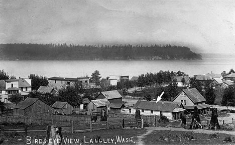 The former bunkhouse and future home of the South Whidbey Historical Society (arrow) is seen in a 1911 photo.