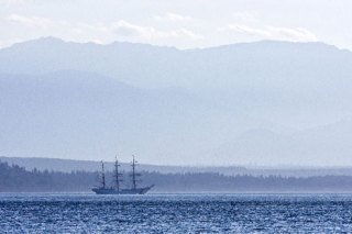 South Enders got a treat as the Coast Guard Cutter Eagle sailed past Maxwelton Beach on Whidbey Island on Monday