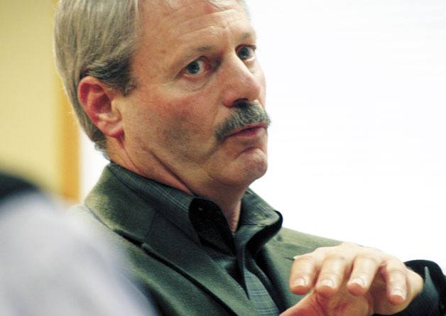 Langley City Attorney Grant Weed talks with council members at a workshop earlier this year. The council will consider extending his contract Monday.