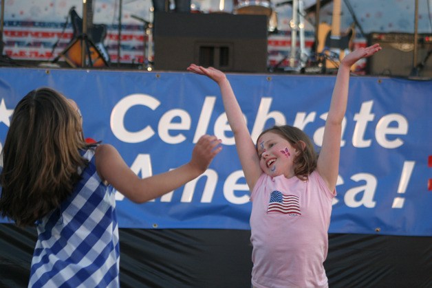 Elizabeth Chambers and Jolie Bartel dance during last year's Celebrate America.
