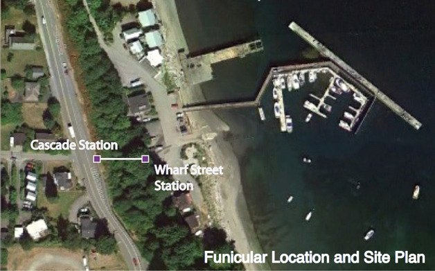 An overhead view of the location of the funicular