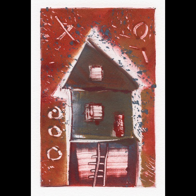 Sandy Whiting’s monoprint is titled “Looks Like Home to Me” and will be featured in the “Arts