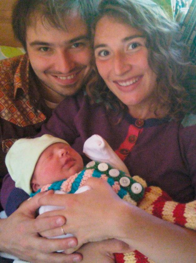 Matthew McDowell and Lucy Brennan hold their newborn son Laszlo Pierre McDowell.