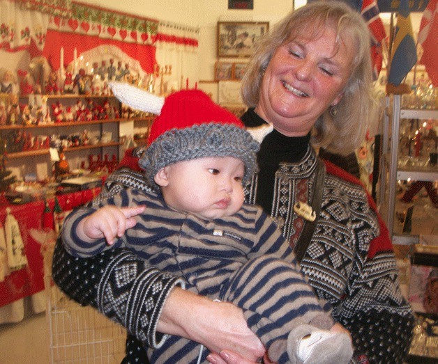The high school was turned into a marketplace of Scandinavian goods by the Daughters of Norway. Langley Middle School teacher Sandy Gilbert couldn’t resist this Viking hat for her little grandchild