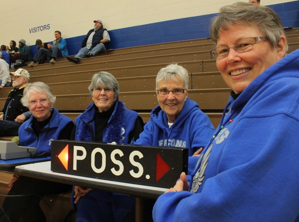 These are the smiling faces that help make South Whidbey High School home sporting events happen. From left are Maryann Davis