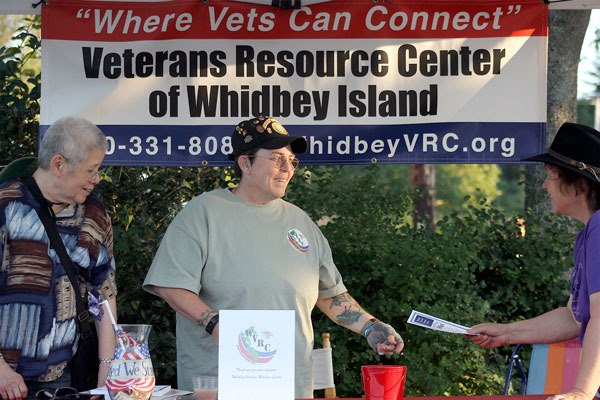 Terri Desrosiers provides information about the Whidbey Island Veterans Resource Center on July 3 at Celebrate America in Freeland.
