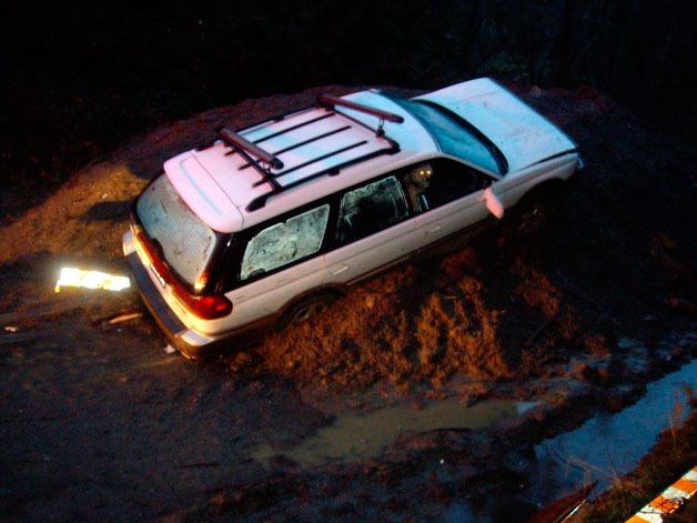 A visitor to Whidbey Island nearly drove into the Glendale Road washout last weekend
