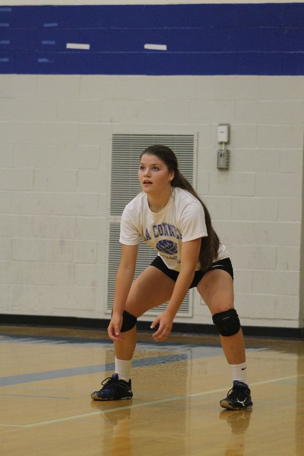 Megan Drake participates in summer drills with the volleyball team. Drake currently holds a 4.0 grade point average.