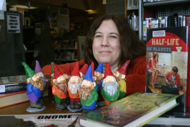 Jayanne Bixby presents her gnomes at the Langley Library. The gnomes are available to check-out from both the Freeland and Langley libraries for the “Adopt-a-Gnome” teen summer program.