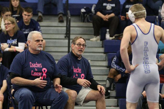 South Whidbey wrestling coaches Paul Newman (left) and Jim Thompson will return to lead the program for at least one more year. Both were contemplating retirement.