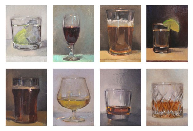 This series of oil paintings of drinks by Jason Waskey will be featured in Brackenwood Fine Arts Gallery’s new exhibit