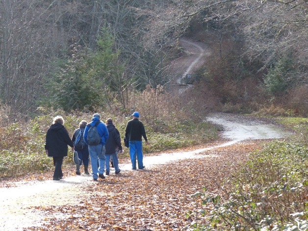 Some trailgoers trek along the old Waterman Mill property