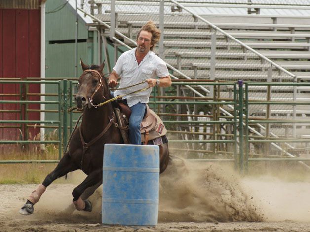 Cliff Hagglund rides during a Western Games Association event at the Island County Fairgrounds in Langley. The Clinton resident’s friends and fellow gamers are holding a benefit this weekend to help cover his medical bills after his recent heart attack.