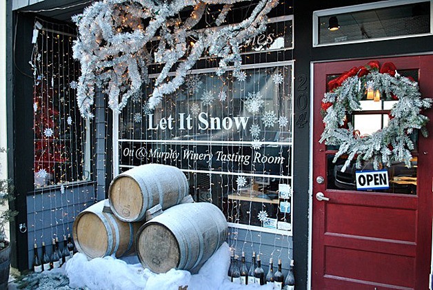 A snow and wine theme adorns Ott & Murphy in Langley.