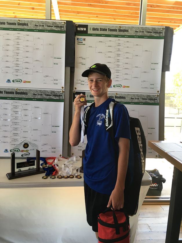 South Whidbey boys tennis freshman Kody Newman placed fourth at the class 1A state tennis tournament held May 27-28 at Yakima Tennis Center. He spent several months in limbo as a state alternate before being elevated to the tournament.