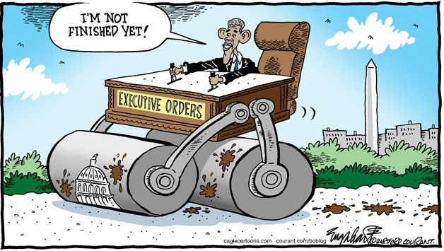 This toon from Bob Englehart of The Hartford Courant tackles President Obama's use of executive orders.