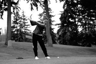 Falcon Sydney Miller tees off Thursday as the girls try to overcome Cedarcrest