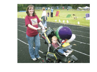 Bristol Bloom and son Branson circled the track for six miles during Saturday’s Relay For Life.