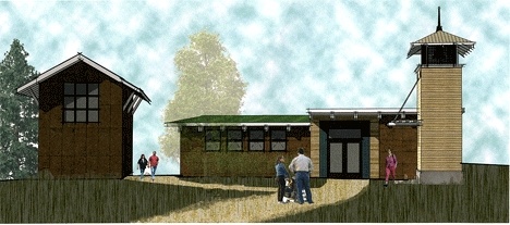 An architects drawing shows the  various building modules that will be  constructed by students at Seattle  Central Community College for Unity of Whidbey Church.