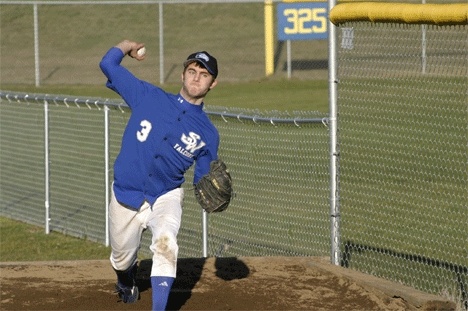 Falcon Nick Tenuta practices last week to get ready for the start of the South Whidbey baseball teams first outing  a jamboree against Coupeville and Oak Harbor at 11 a.m. today at Falcon Field.