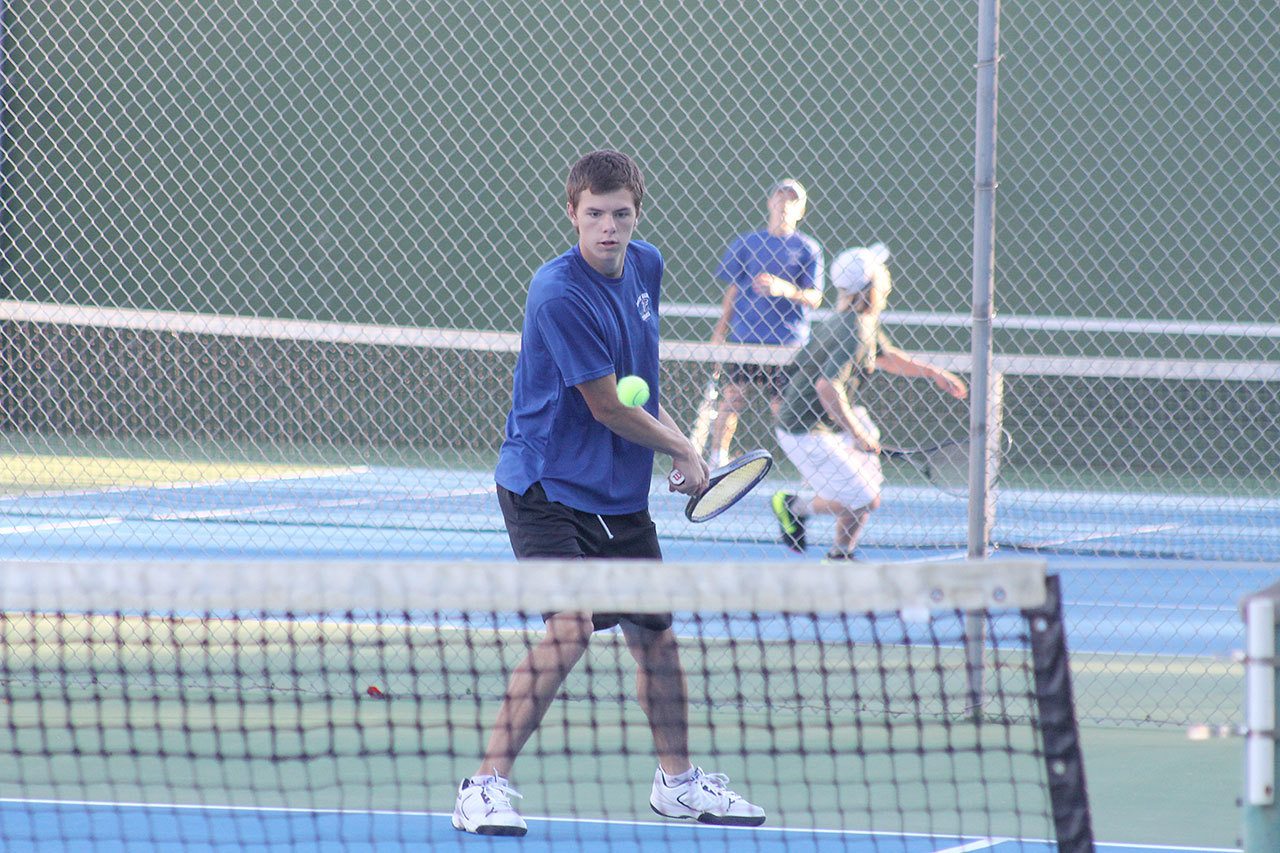 Evan Thompson / The Record South Whidbey boys tennis junior Hank Papritz finished third with doubles teammate Ryan Wenzek in the League and Bi-District Tournament on Oct. 21-22 at Amy Yee Tennis Center in Seattle.